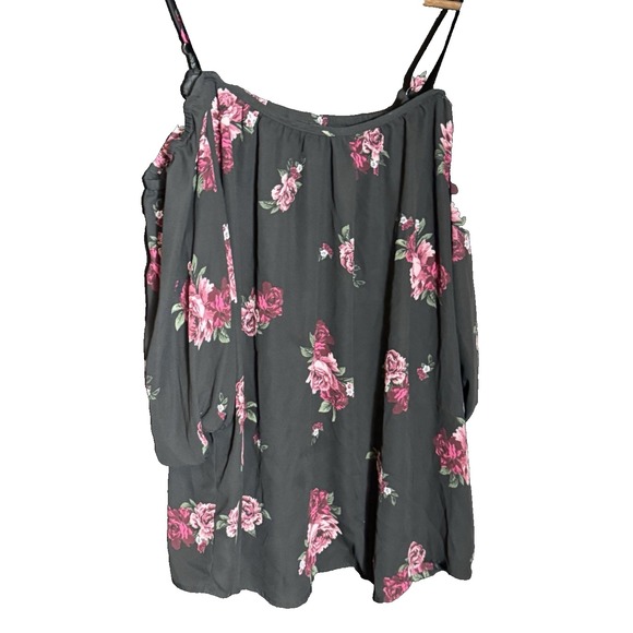 Torrid 2X Purple Floral Cold Shoulder Boho‎ Summer Blouse whimsigoth fairy - Picture 1 of 7